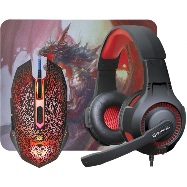 Мишка Defender DragonBorn MHP-003 kit mouse+mouse pad+headset (52003) - зображення 1