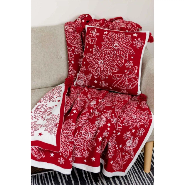 Наволочка Прованс декоративна в'язана Різдвяник червоний 45х45 (030169) - picture 4