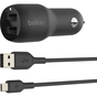 Зарядний пристрій Belkin Car Charger 24W Dual USB-A, USB-A - MicroUSB, 1m, black (CCE002BT1MBK) - уменьшенное изображение 6
