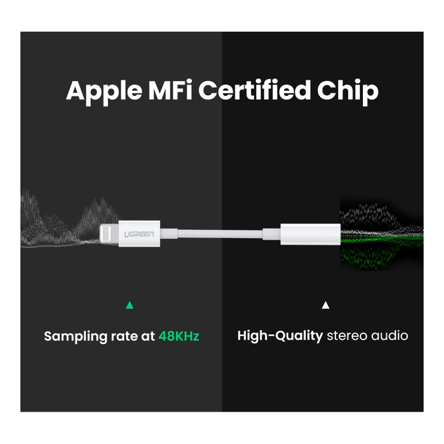 Перехідник Lightning to 3.5 mm 0.1m Headphone Jack Adapter Model US212 white Ugreen (30759) - picture 4