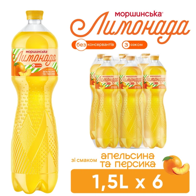 Напій Моршинська соковмісний Лимонада зі смаком Апельсин-Персик 1.5 л (4820017002769) - picture 6