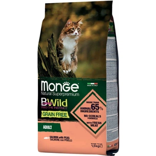 Сухий корм для кішок Monge Cat Bwild GR.FREE зі смаком лосося 1.5 кг (8009470012072) зображення 1