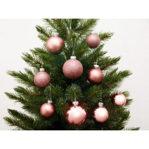 Ялинкова іграшка House Of Seasons Скляні кульки 26 шт D7 см D6 см D5 см Темно-рожеві (8720362102847) - picture 3