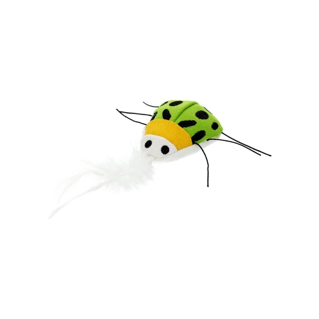 Іграшка для котів Hippie Pet Жук з білим пір'ям 7.5 см (HIPCT2304039B) - зображення 1