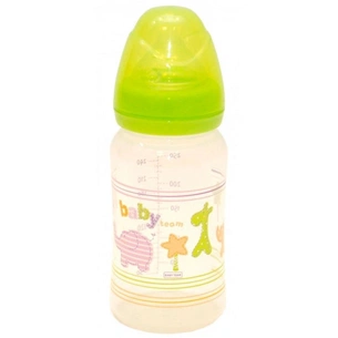 Пляшечка для годування Baby Team з широким горлом 6+, 250 мл (1002_желтый) зображення 1