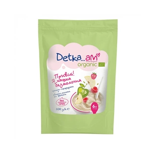 Дитяча каша Detka Am Organic безмолочна гречана-кукурудзяна з малиною та фенхелем 200 г (4820001521078) зображення 1