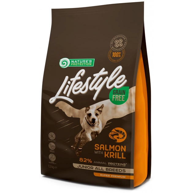 Сухий корм для собак Nature's Protection Lifestyle Grain Free Salmon, Krill Junior All Breeds 1.5 кг (NPLS45686) - зображення 1