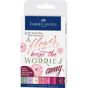 Лайнер Faber-Castell набор капиллярных ручек PITT ARTIST PENS Hand Lettering Set 8 цв. оттенки розового (28984) изображение 1