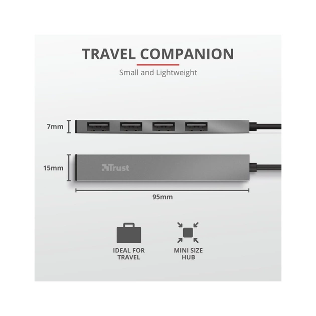 Концентратор Trust Halyx Aluminium 4-Port Mini USB Hub (23786_TRUST) - picture 7