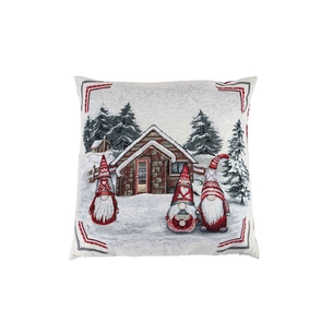 Наволочка Прованс декоративна Snowfall Три гноми біля будиночка 45х45 см Сіра (23404) зображення 1