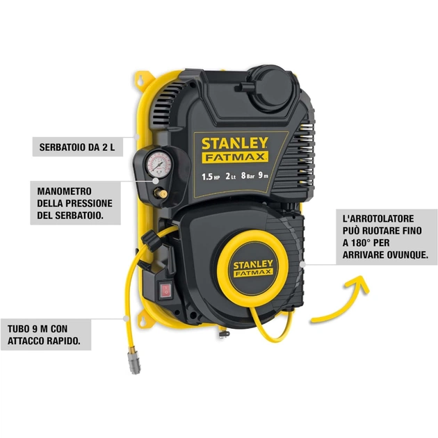 Компресор Stanley настінний FATMAX FMXCMD152WE, 160 л/хв, 1.1 кВт (FMXCMD152WE) - picture 4