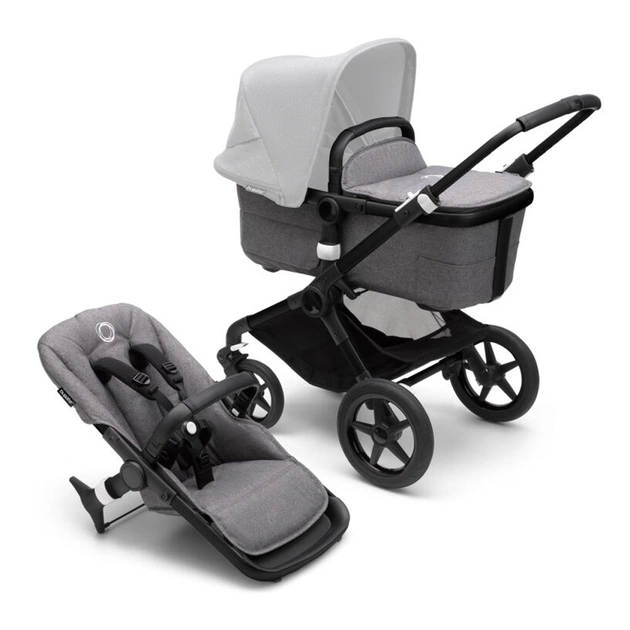 Коляска Bugaboo 2 в 1 Fox 3 без капюшона (Black/ Grey Melange) (2306010043) - изображение 1
