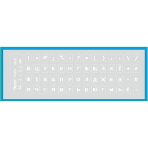 Наклейка на клавіатуру BestKey мініатюрна прозора, 56, білий (BKm3WhTr) зображення 1