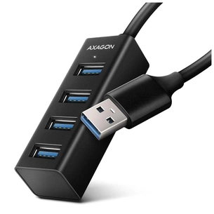 Концентратор AXAGON USB 3.1 to 4xUSB 3.0 0.2m black (HUE-M1A) зображення 1