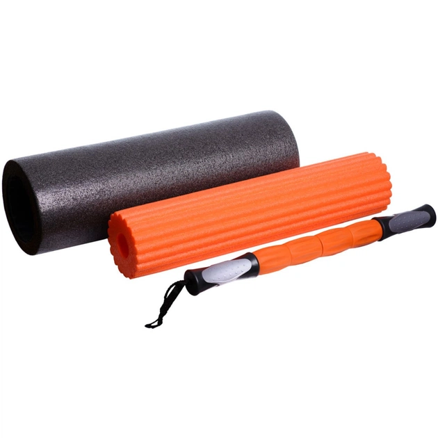 Масажний ролик PowerPlay Therapy Roller 022 Набір 3 в 1 Чорно-Помаранчевий (PP_4022) - picture 3