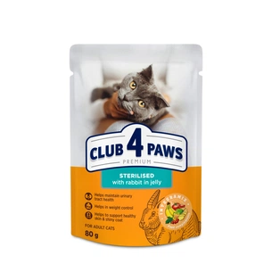 Вологий корм для кішок Club 4 Paws для стерилізованих з кроликом в желе 80 г (4820215367578) зображення 1