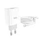 Зарядний пристрій HOCO C80A Rapido 1xUSB-C PD20W + 1xUSB QC3.0 + cable USB-C to USB-C White (6931474740533) - зменшене зображення 1