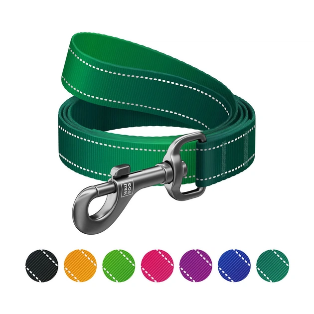 Повідець для собак WAUDOG Nylon Mono, світловідбивний S зелений (521718) - зображення 1