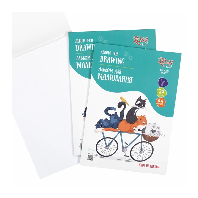 Альбом для малювання Rosa Kids склейка Cats on a Вicycle А4 30 аркушів (4823098543022) - picture 4
