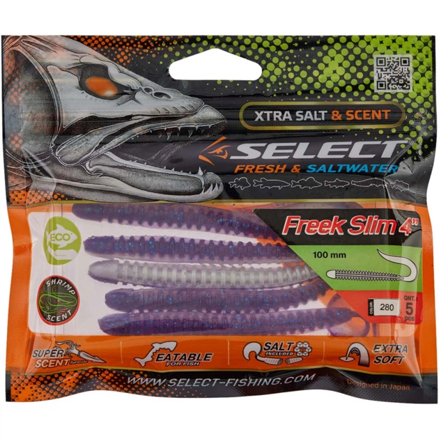 Силікон рибальський Select Freek Slim 4" 280 (5 шт/уп) (1870.72.64) - picture 2