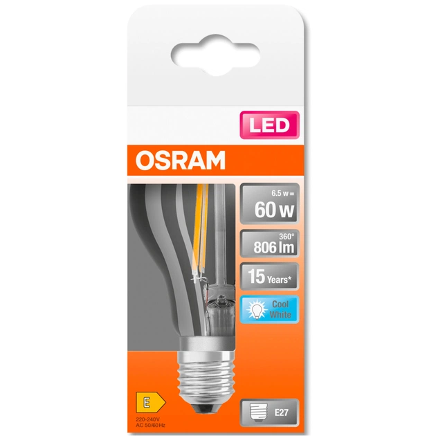 Лампочка Osram LED CL A60 6,5W/840 230V FIL E27 (4058075112308) - picture 4
