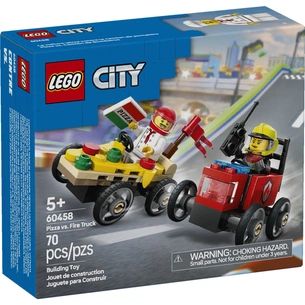 Конструктор LEGO City Піца-авто проти пожежної машини Набір перегонів (60458) зображення 1