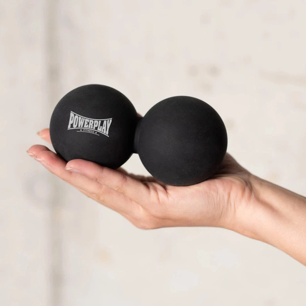 Масажний м'яч PowerPlay PP-4355 Silicone Lacrosse Peanut Ball (6.3х12.6см) Чорний (PP-4355_Black) - picture 3