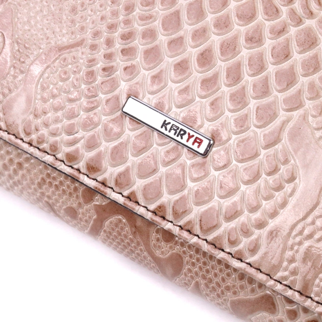 Портмоне Karya З лакованої фактурної шкіри Бежеве (21430) - picture 5