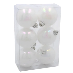 Ялинкова іграшка Chomik пластикові кульки компл. 6шт, 6см, білий перламутр (5900779893696) picture 1