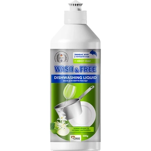 Засіб для ручного миття посуду Wash&Free зелене яблуко та екстракт едельвейса 500 г (4260637724267) зображення 1