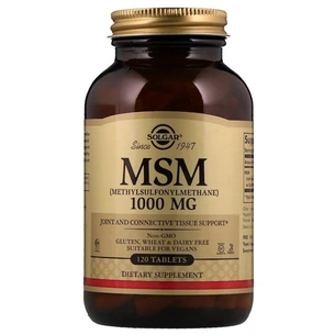 Мінерали Solgar Сірка, MSM (Methylsulfonylmethane), 1000 мг, 120 таблеток (SOL-01734) зображення 1
