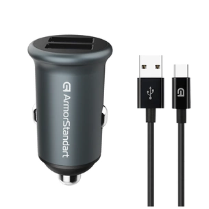 Зарядний пристрій Armorstandart 2xUSB QC3.0 Grey + cable USB-C (ARM82459) зображення 1