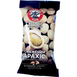 Горіхи Hokkaido Club Арахіс смажений солоний в хрусткій оболонці зі смаком грибів в сметані 60 г (4820172442479) изображение 1