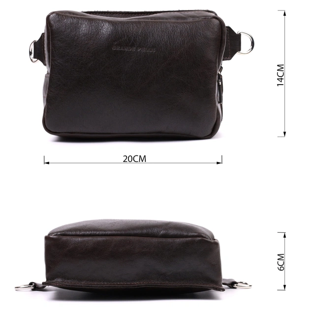 Сумка Grande Pelle Бананка з натуральної шкіри Коричнева (22575) - зображення 2