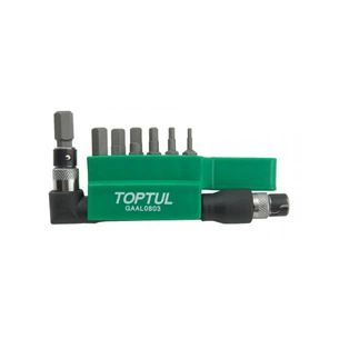 Набір біт Toptul с Г-обр. перехідником 1/4" HEX 2-8мм 8од. (GAAL0803) зображення 1