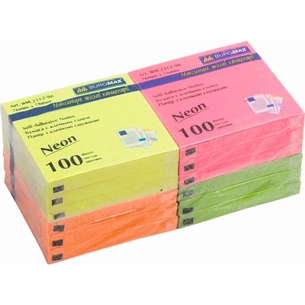 Папір для нотаток Buromax with adhesive layer 76х76мм, 100sheets, NEON colors (BM.2312-98) зображення 1