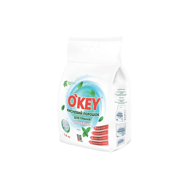 Пральний порошок O'KEY Universal Кисневий М'ята 1.5 кг (4820049384680) - зображення 1