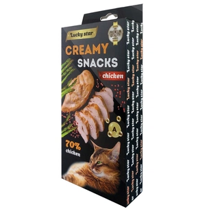 Ласощі для котів Lucky Star Лагідне пюре з м'яса курки у стіках 10 г (4820112701475) зображення 1