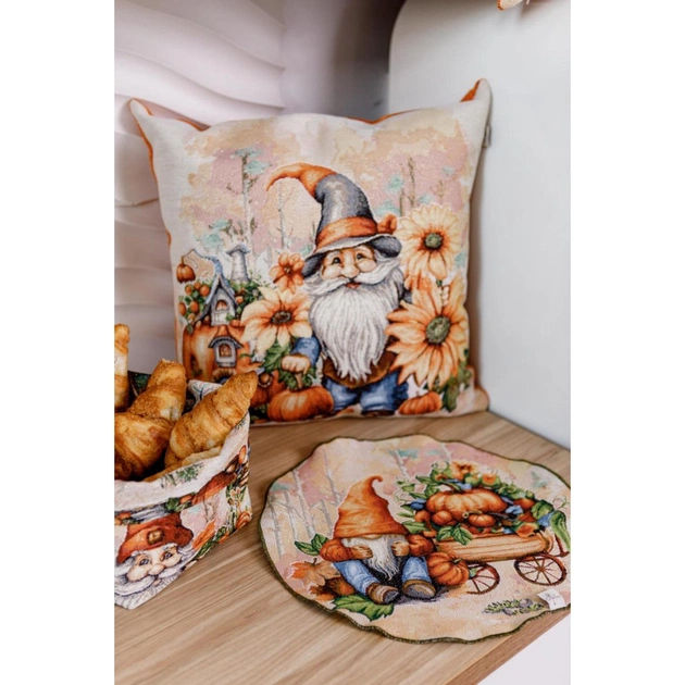 Наволочка Прованс гобеленова декоративна Гарбузові гноми з будиночком 45х45 (036214) - picture 4