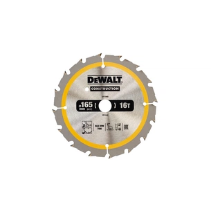 Диск пильний DeWALT CONSTRUCTION 165 х 20 мм, 16z (ATB), 20 градусів (DT1948) зображення 1