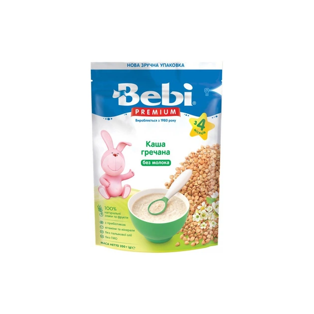 Детская каша Bebi Premium безмолочная +4 мес. Гречневая 200 г (8606019654429) - изображение 1
