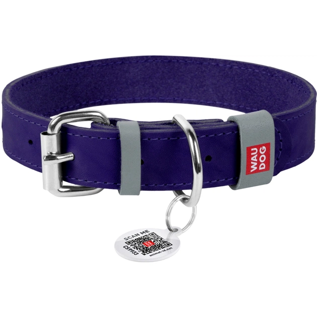 Нашийник для тварин WAUDOG Classic шкіряний 12 мм х 21-29 см фіолетовий (02029) - picture 1