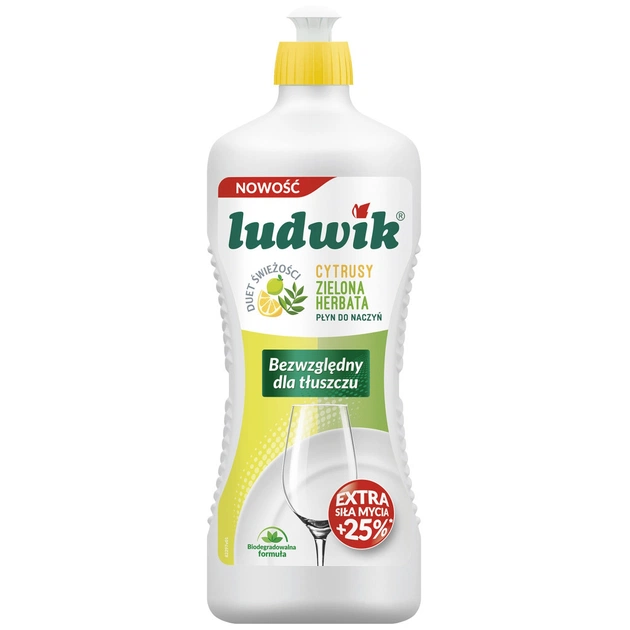 Средство для ручного мытья посуды Ludwik Цитрус и зеленый чай 900 г (5900498028386) - изображение 1