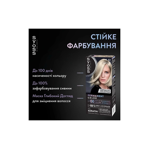 Фарба для волосся Syoss BL Permanent Coloration 9-53 - Сяюче срібло (9000101731767) - зображення 3