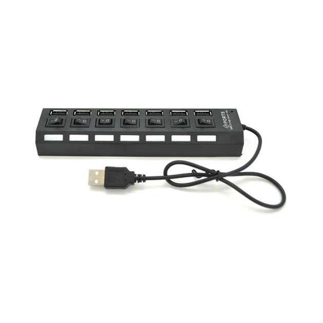 Концентратор Voltronic USB 2.0 to 7xUSB with switches black (YT-H7SHS-B) - изображение 1