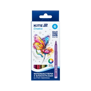 Фломастери Kite Creative з блискітками 6 кольорів (K-1147) зображення 1