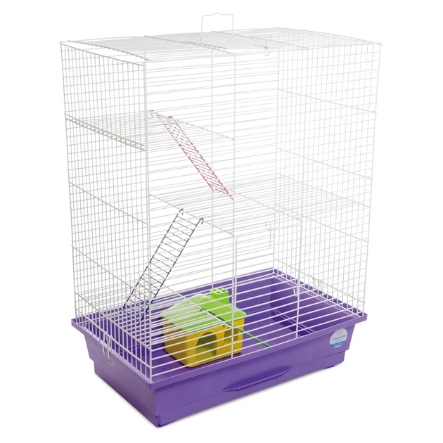 Клітка для гризунів Природа "Нюра" 45x27x59 см з будиночком біла/фіолетова (4823082415236) - picture 1