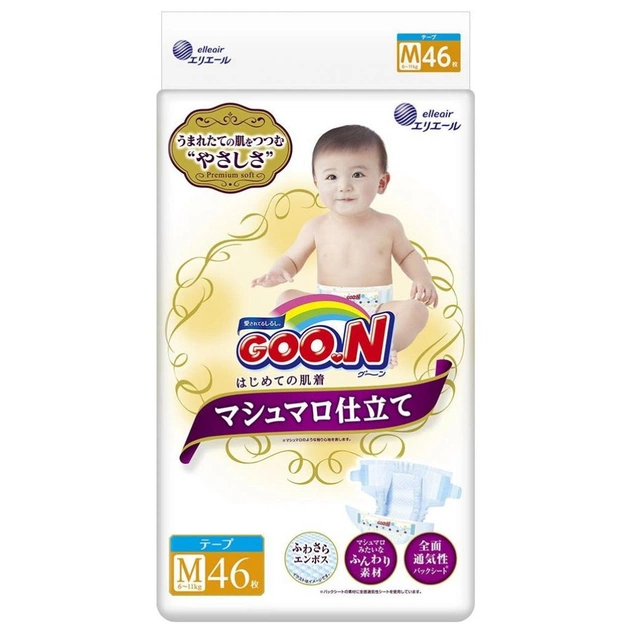 Підгузки GOO.N SUPER PREMIUM MARSHMALLOW 6-11 кг (M, унісекс, 46 шт) (853348) - изображение 1