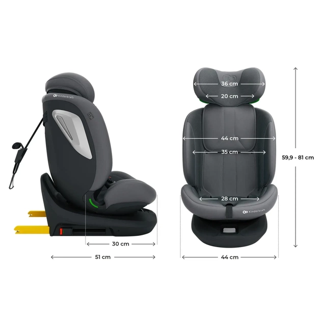 Автокресло Kinderkraft i-Grow 2 Plus i-Size Grey (KCIGRO02GRYPL00) (5902533929832) - изображение 9