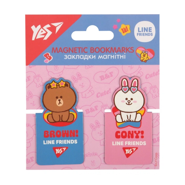 Закладки для книг Yes магнітні Line Friends, висікання, 2 шт (708399) - picture 1